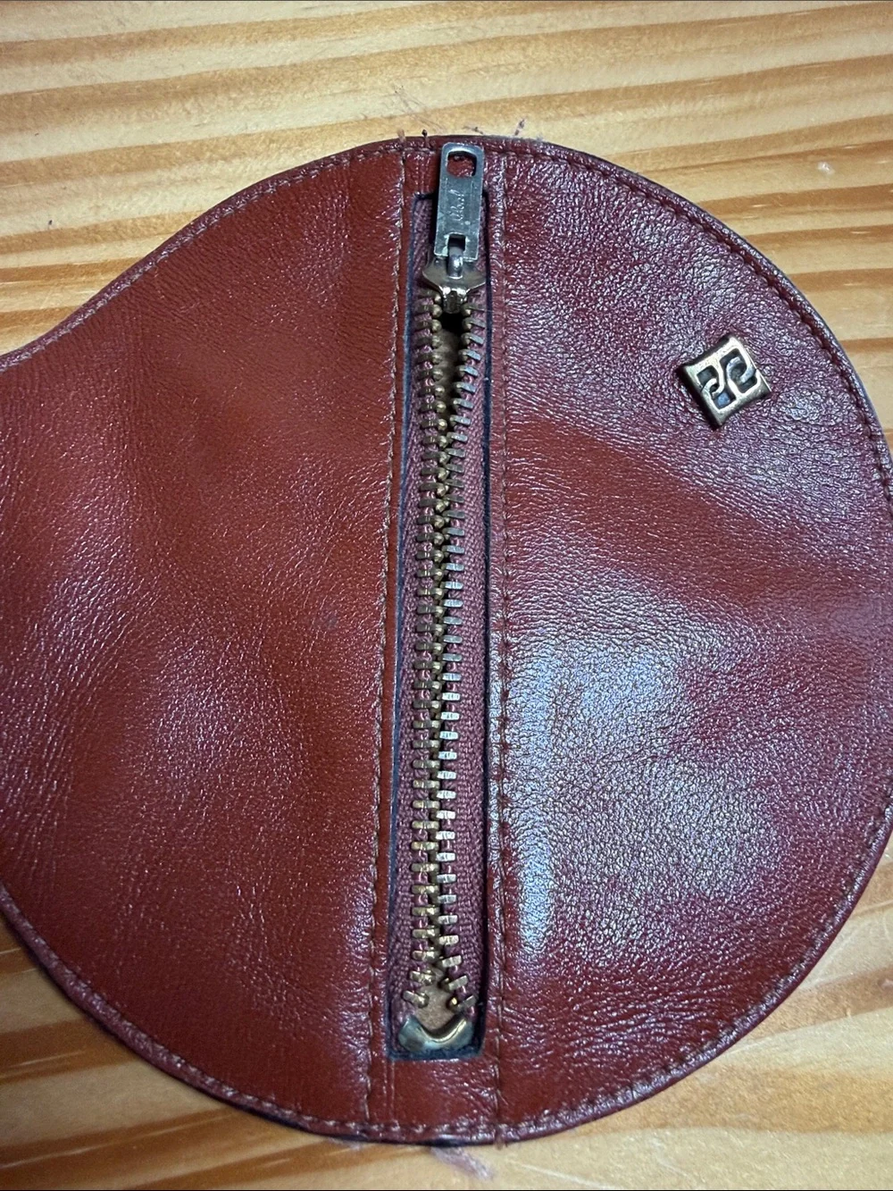 Vintage Borelli Collection Leather Round Coin Purse Pouch Key Chain Charm